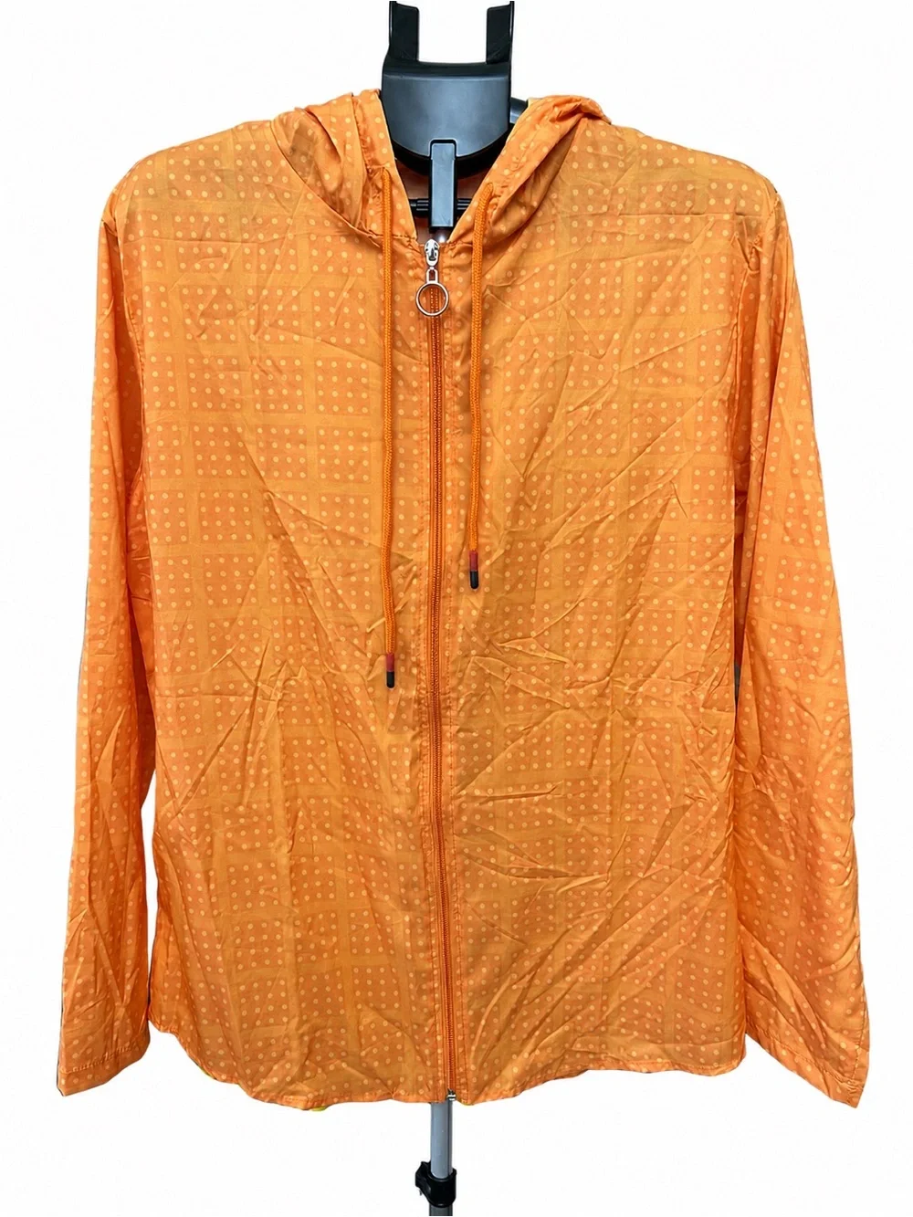Men's Hooded Zip Windbreaker Jacket - Orange